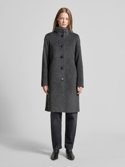 Fuchs Schmitt Płaszcz wełniany ze stójką Antracytowy melanż 4