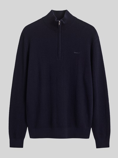 GANT Regular Fit Troyer aus Baumwoll-Woll-Mix Dunkelblau 2