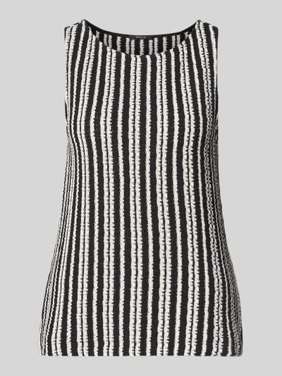 Produktfoto, Top im Allover-Look Modell 'Imesa' von OPUS aus Material-Mix mit Baumwoll-Anteil, Slim-Fit, Rundhalsausschnitt, schwarz-weiß gestreift