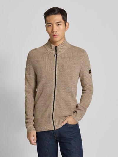 camel active Slim Fit Strickjacke Modell 'Mouline' Offwhite Melange 4