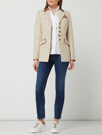 WHITE LABEL Lange blazer van wolmix met fluweel  Beige - 1