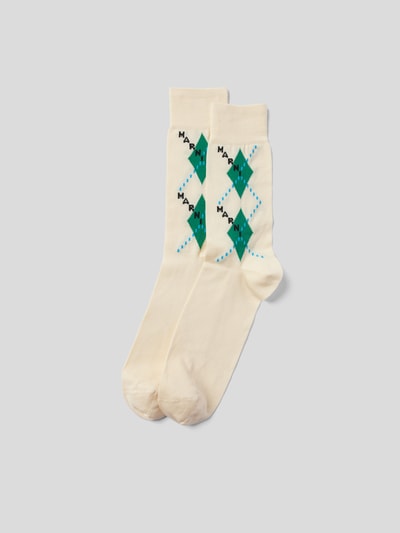 Marni Socken mit Brand-Schriftzug Offwhite Melange 1