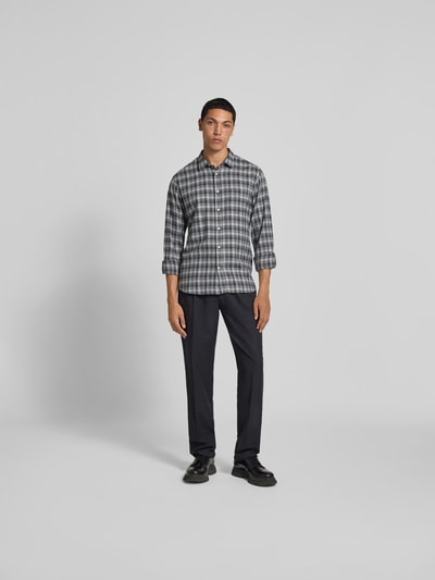 Officine Générale Slim Fit Freizeithemd mit Kentkragen Mittelgrau 1