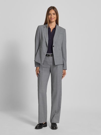 comma Gebreid shirt met platte kraag Donkerblauw - 1