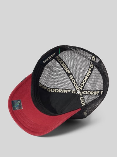 Productfoto, verstelbare Herren Trucker Cap model 'The Top Dog' van GOORIN BROS., mix van katoen en mesh, versterkte klep, stiksels, zwart en rood