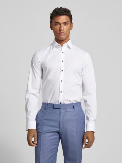 OLYMP No. Six Koszula biznesowa o kroju super slim fit z kołnierzykiem under typu button down Biały 4