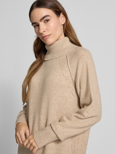 ICHI Midikleid mit gerippten Abschlüssen Modell 'DASILA' Beige 3