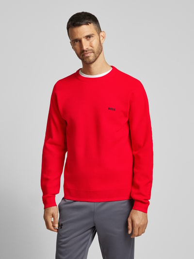 BOSS Green Pullover met structuurmotief, model 'Rartic' Kersenrood - 4