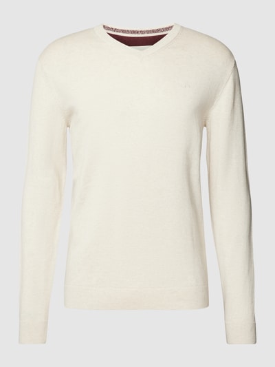 Tom Tailor Strickpullover mit V-Ausschnitt Offwhite 2