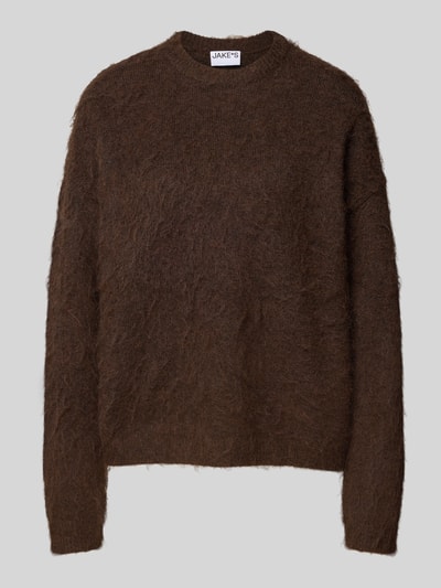 Jake*s Collection Gebreide pullover met ronde hals Donkerbruin - 2