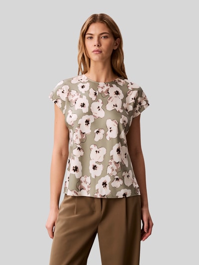 Calvin Klein Womenswear Blusentop mit Allover-Muster Khaki Melange 4