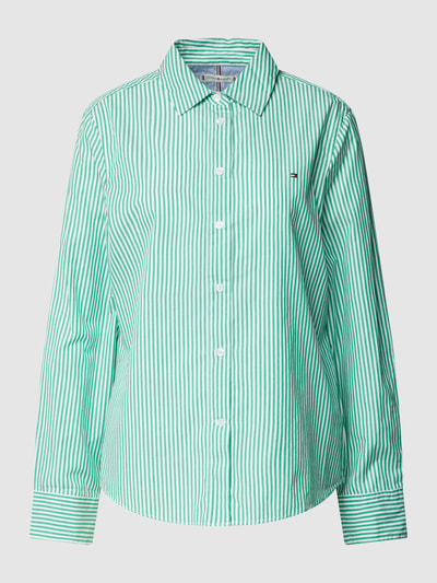 Tommy Hilfiger Blouse met streepmotief, model 'ESSENTIAL' Groen - 2