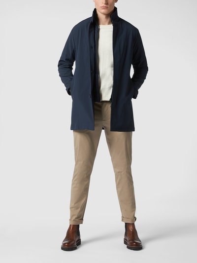 Matinique Lange jas met contrastbies, model 'Philman' Marineblauw - 1