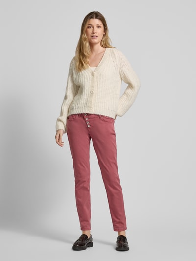 Buena Vista Slim fit jeans met asymmetrische knoopsluiting, model 'Malibu' Rood - 1