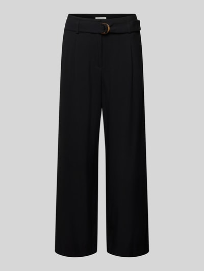Produktfoto, Culotte aus Viskose mit Gürtel von Christian Berg Woman, schwarz, Wide-Leg-Fit, Biesen, Eingrifftaschen, Gesäßleistentaschen, Haken- und Reißverschluss, glatte Oberfläche, Bundweite 39 cm, Innenbeinlänge 65 cm, Größe 36