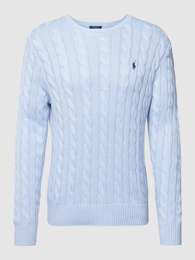 Polo Ralph Lauren Strickpullover mit Logo-Patch mit Zopfmuster Bleu 2