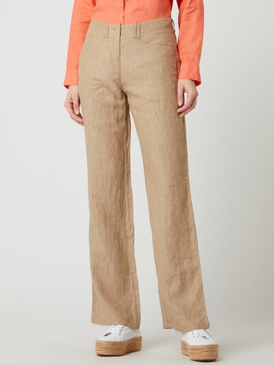 Brax Relaxed fit broek van linnen met steekzakken, model 'Farina' Beige - 4