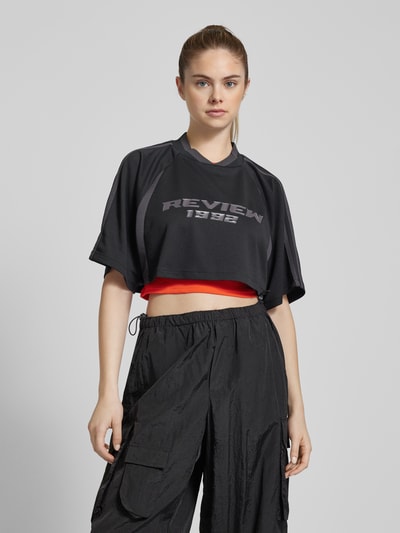 Review Cropped T-Shirt mit Label-Print Black 4