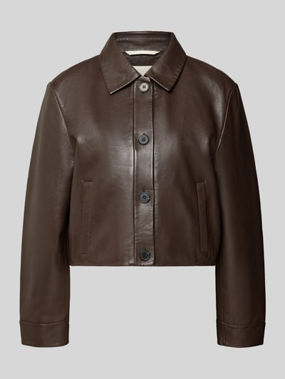 Marc O'Polo Regular Fit Lederjacke aus echtem Lammleder Dunkelbraun 2