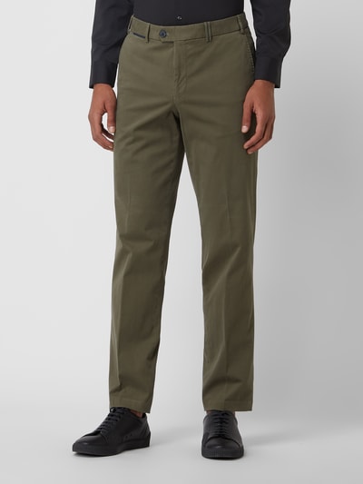 Hiltl Regular fit chino met stretch, model 'Peaker' Olijfgroen - 4