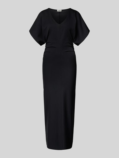 Productfoto, zwart aansluitende maxijurk met V-hals, model 'PAMANTI' van Drykorn, lyocellmix met stretch, dames maxikleed