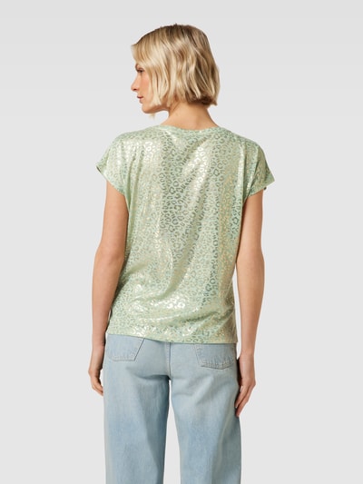 Montego T-shirt met all-over motief Rietgroen - 5