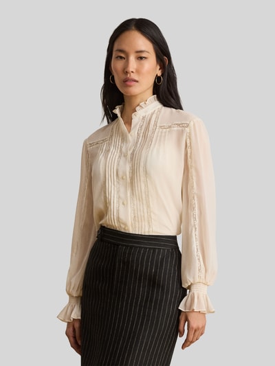 Lauren Ralph Lauren Regular Fit Langarmbluse mit Spitzenbesatz Sand 4