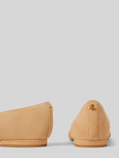 Lauren Ralph Lauren Lederballerinas mit Blockabsatz Modell 'LONDYN' Sand 2