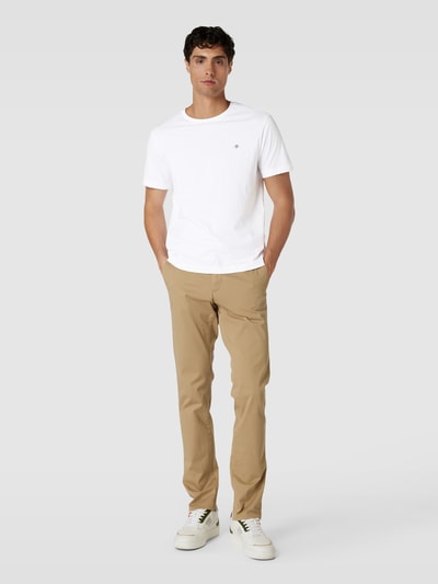 Gant Regular fit T-shirt met labelstitching, model 'SHIELD' Offwhite - 1