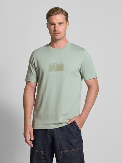 HUGO Regular fit T-shirt van katoenen jersey, model 'DELASTIO' Mintgroen - 4