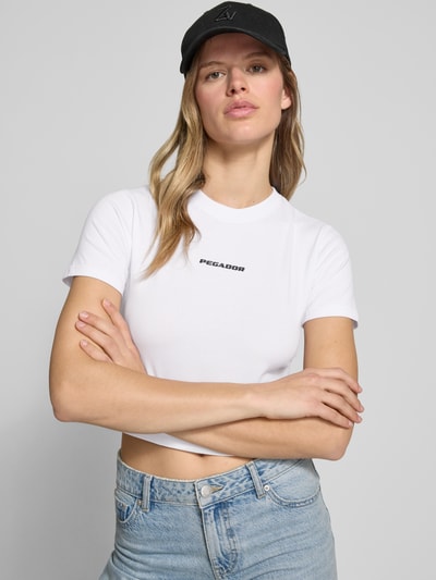 Pegador Cropped T-Shirt mit Label-Print Modell 'INES' Weiss 3