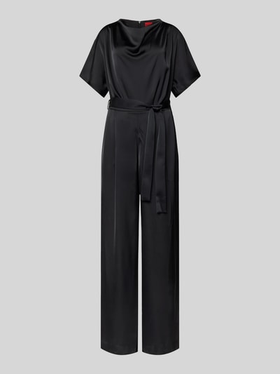 HUGO Jumpsuit aus Satin mit Bindegürtel Modell 'Kasmina' Black 1