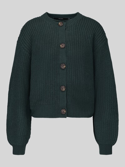 VERO MODA Loose Fit Strickjacke mit einreihiger Knopfleiste Modell 'LEA' Dunkelgruen 2