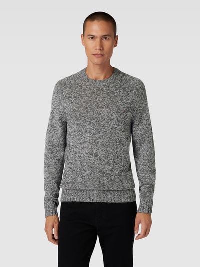 Tommy Hilfiger Gebreide pullover met labelstitching, model 'MERINO' Middengrijs gemêleerd - 4