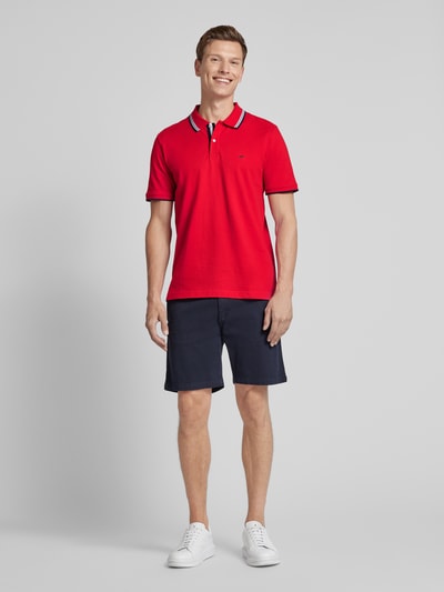 Fynch-Hatton Regular Fit Poloshirt mit Kontraststreifen Rot 1