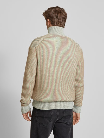 Scotch & Soda Sweter z dzianiny ze stójką Piaskowy 5