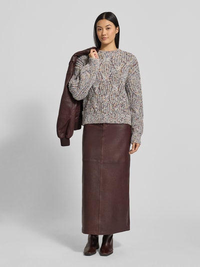 YAS Gebreide pullover met ronde hals, model 'Confetti' Lichtgrijs - 1