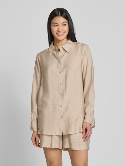 My Essential Wardrobe Bluzka koszulowa o kroju regular fit z efektem marszczenia model ‘Kelly’ Beżowy 4