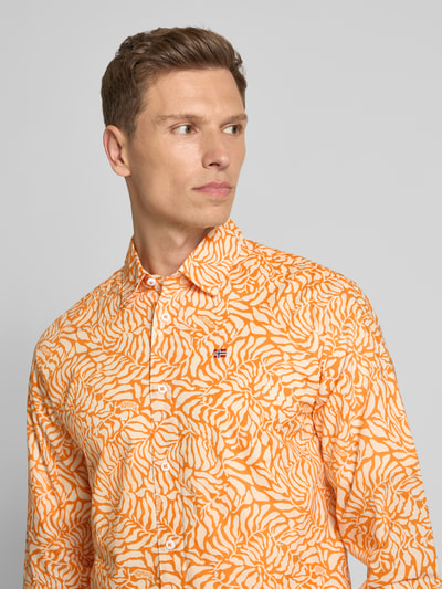 Napapijri Freizeithemd mit Label-Stitching Modell 'RONGE' Orange 3