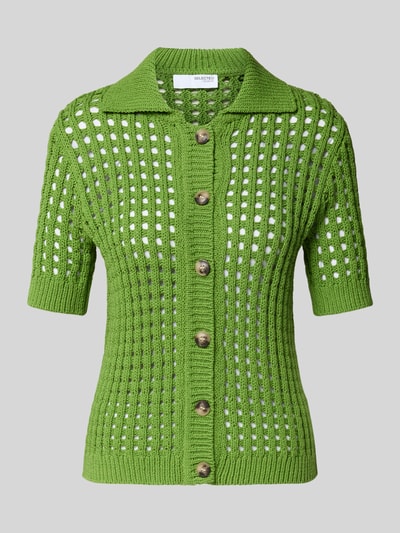 Selected Femme Kardigan z rękawem o dł. 1/2 model ‘ELLEN’ Trawiasty zielony 2