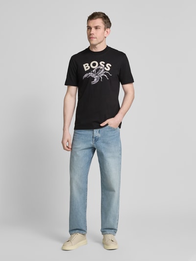 BOSS Orange T-Shirt mit Label-Motiv-Print Modell 'Bossfish' Black 1