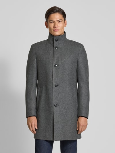 BOSS Slim Fit Wollmantel aus Woll-Mix Modell 'HYDE' Mittelgrau 4