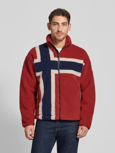 Napapijri Regular Fit Fleecejacke mit Stehkragen Modell 'T-FIEMME' Rot 4