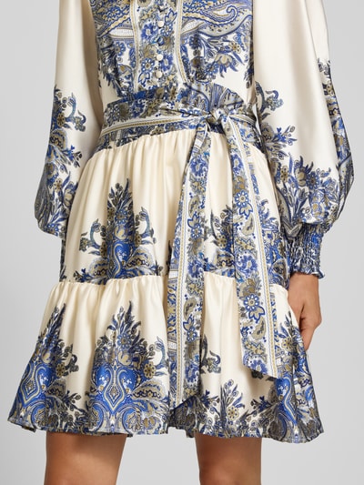 Neo Noir Tunikakleid mit Bindegürtel Modell 'MALFIDA' Blau 3