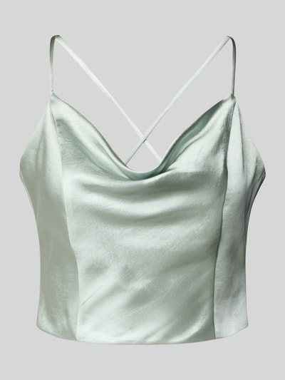 Jake*s Cocktail Crop Top mit Wasserfallausschnitt und Schnürung Lind Melange 2