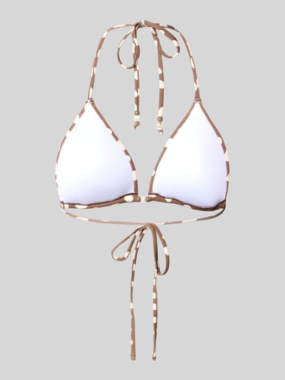Produktfoto, Bikini-Oberteil mit Neckholder Modell 'Dauna' von Barts, Triangel-Form, Material-Mix mit Stretch-Anteil, Perlen, Schnürung, beige-weiß gestreift