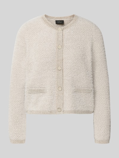 s.Oliver BLACK LABEL Regular Fit Strickjacke aus mit Crew Neck Sand 1
