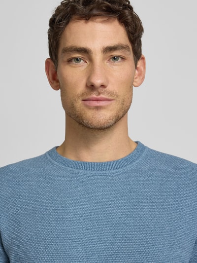 Selected Homme Regular Fit Pullover aus reiner Bio-Baumwolle Modell 'ROSS' Blau Melange 3