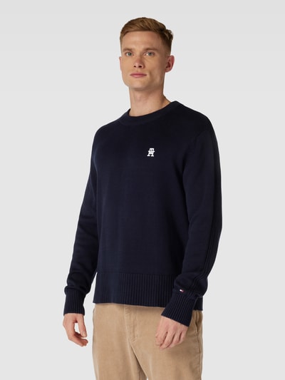 Tommy Hilfiger Sweter z dzianiny z wyhaftowanym logo Granatowy 4