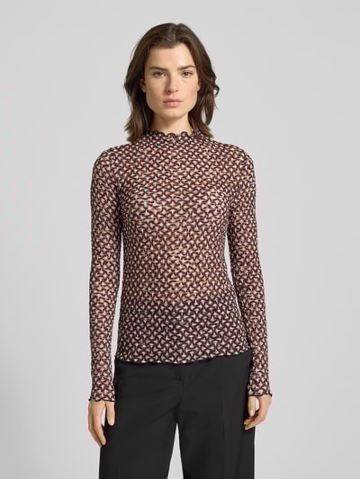 Zero Shirt met lange mouwen, opstaande kraag en golvende zoom  - 4